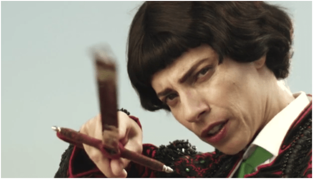 Aurora as the bullfighter (matador) - The Red Virgin